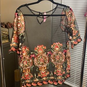 Sheer colorful mesh top
